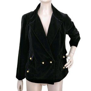 Vintage 1950's Lorch Hobbies Black Velvet Pearl Button Blazer Jacket Siz…